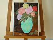 N°14 Le vase émeraude Carton 30x40cm Huile 95 euros
