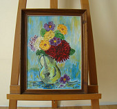 N°20 Vase fleuri avec cadre Toile 30x40 cm Huile 125euros