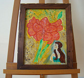 N°30 Amaryllis avec cadre Carton 30x40cm Huile 95 euros