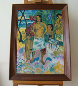 N°34 Femmes Tahitiennes d' après Gauguin avec cadre Toile 50x70 cm Huile 600 euros