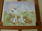 N°16 La becquée Toile 24x30 cm Acrylique 50 euros