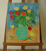 N° 4 Bouquet de roses Toile 40x50 cm Huile 150 euros