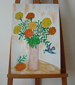 N°7 Oeillets Carton 40x60cm Huile 95 euros